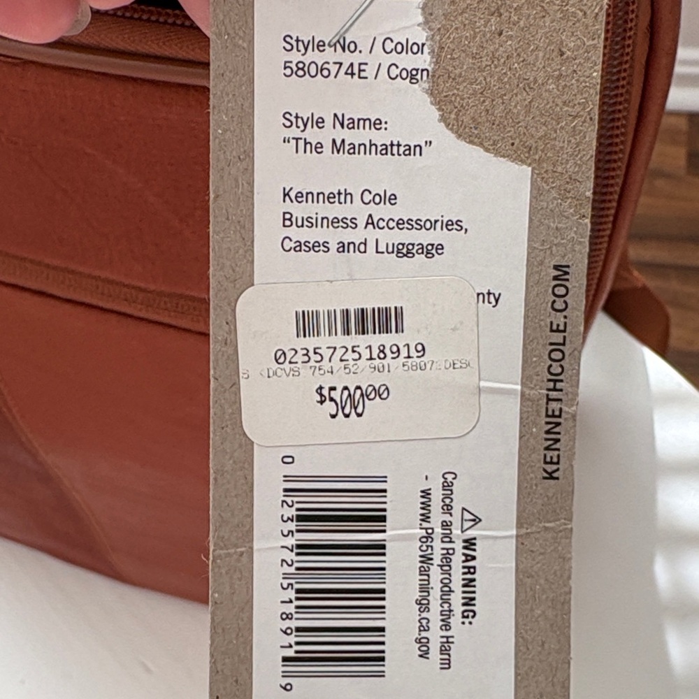 Kenneth Cole Tan Leather Backpack - Picture 2 of 7